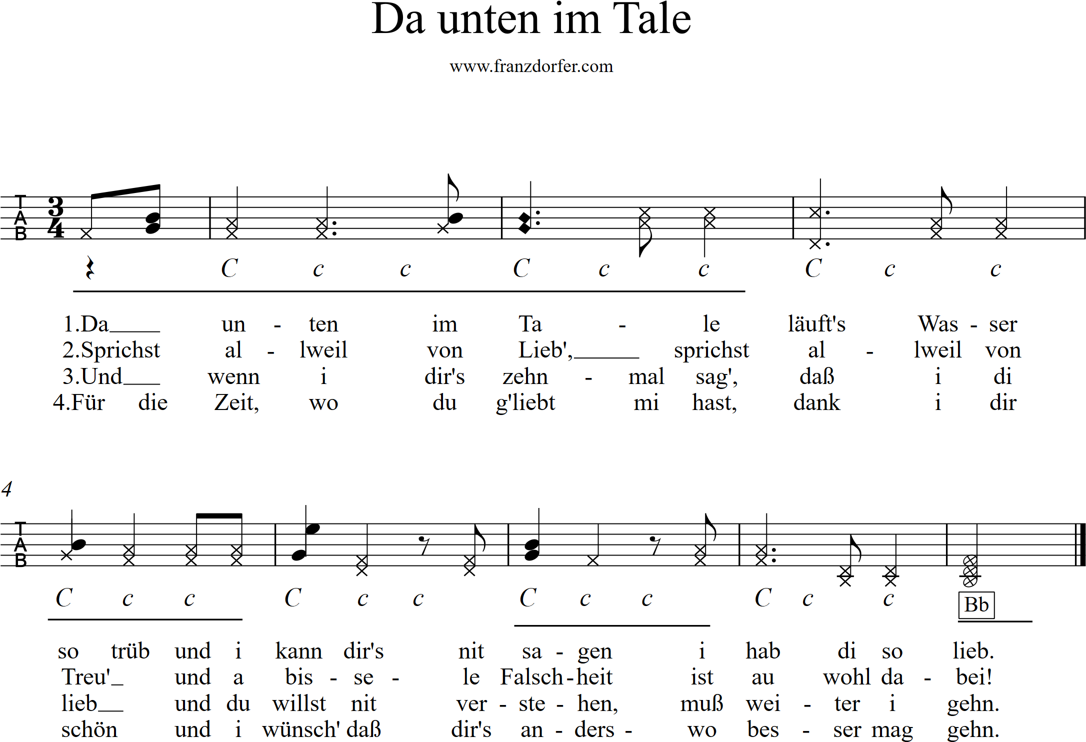 Quetschn - Griffschrift lernen- da unten im Tale